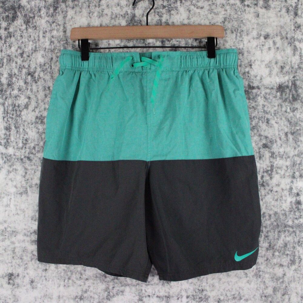 Nike Mens Size L Split Volley Swim Shorts Trunks 8” Inseam Elastic Green